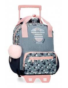 MOCHILA ADAP. 27CM. C/CARRO. MICKEY DENIM.